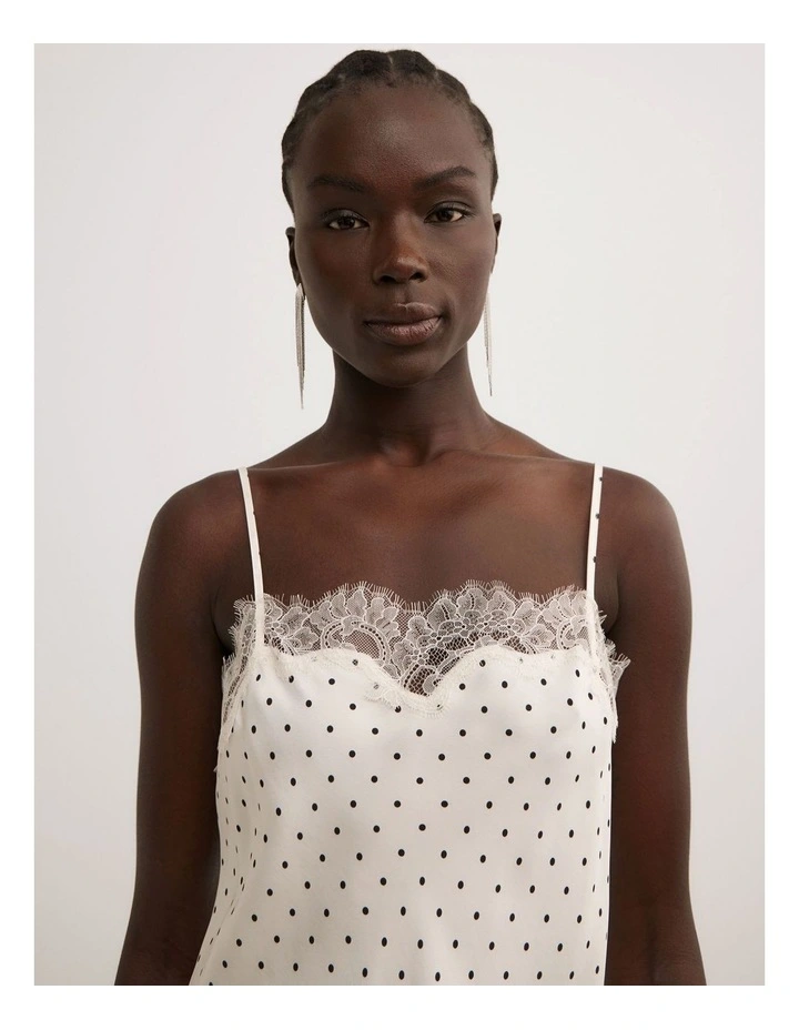 Lace Border Camisole in Vanilla Polka Dot image 3