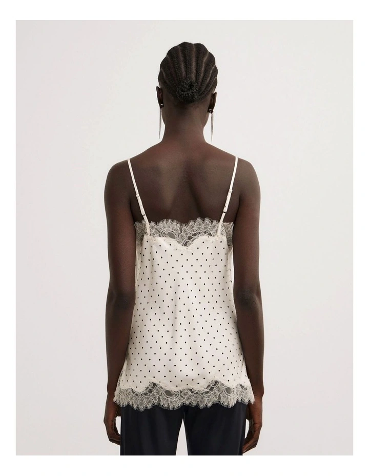 Lace Border Camisole in Vanilla Polka Dot image 4