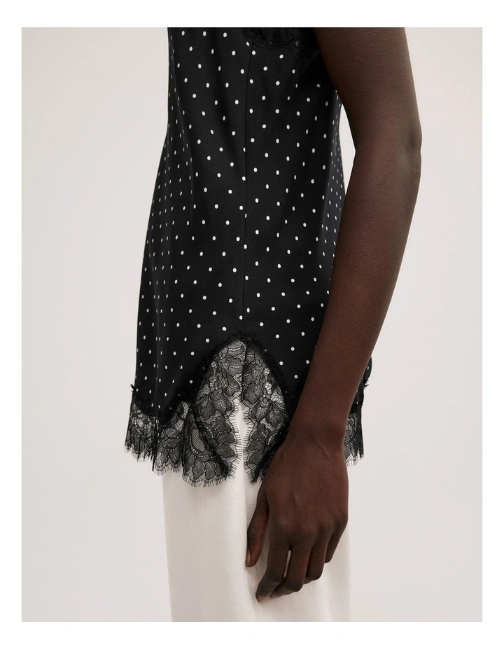 Lace Border Camisole in Black Polka Dot image 4