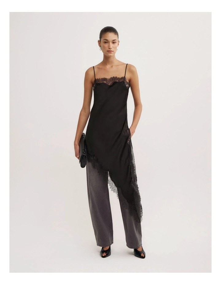 Asymmetric Tunic Top in Black image 2