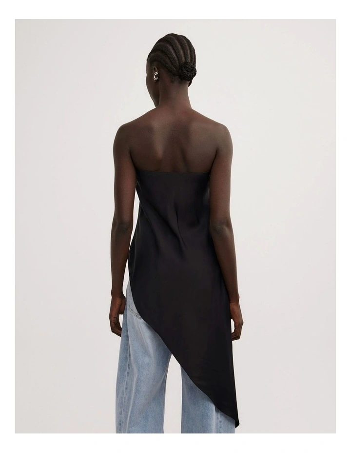 Asymmetric Strapless Top in Black image 4