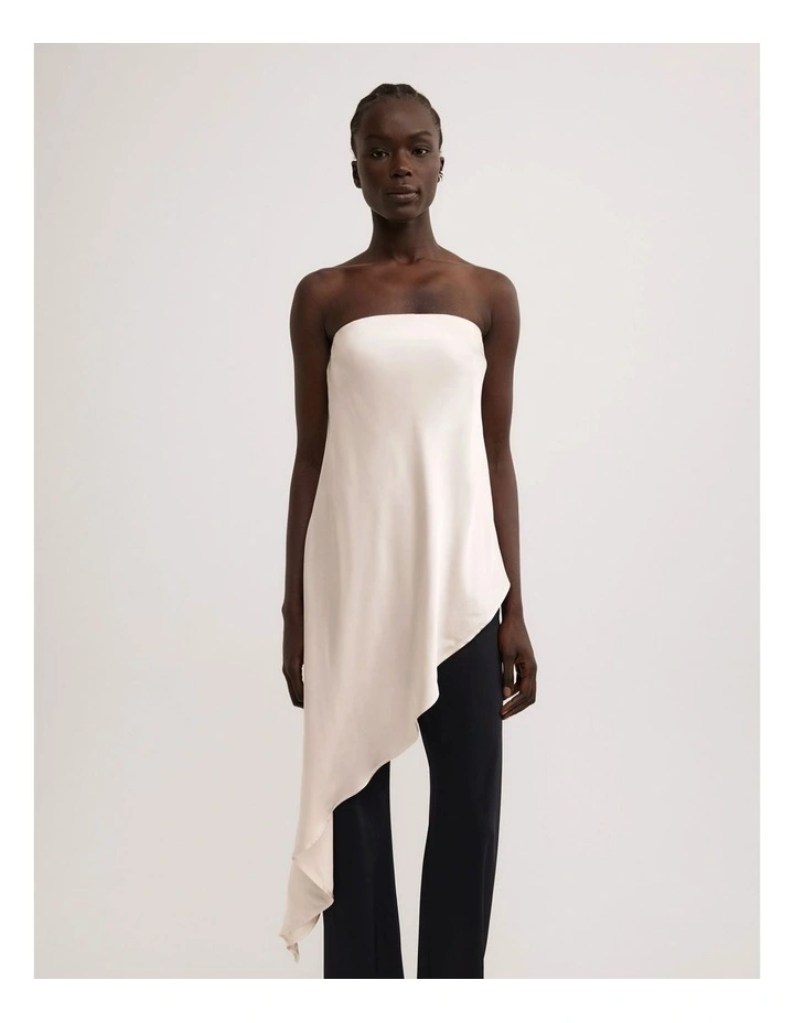 Asymmetric Strapless Top in Vanilla image 1