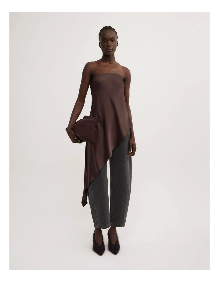 Asymmetric Strapless Top in Espresso image 2