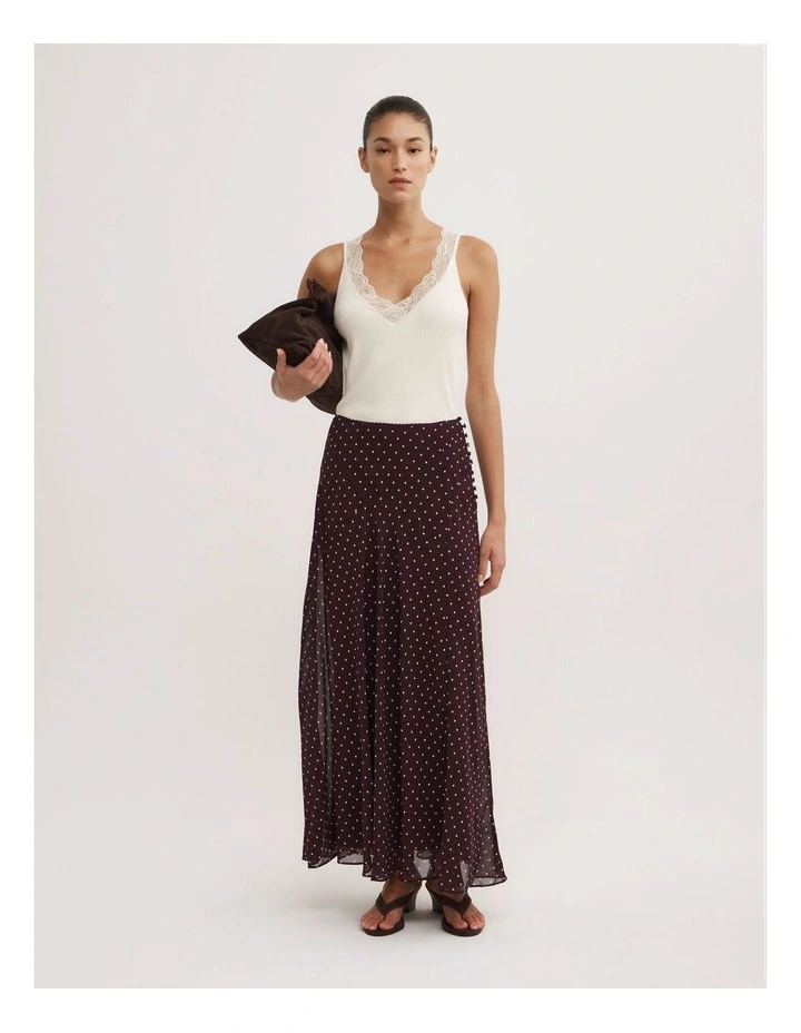 Basque Maxi Skirt in Plum Polka Dot image 1
