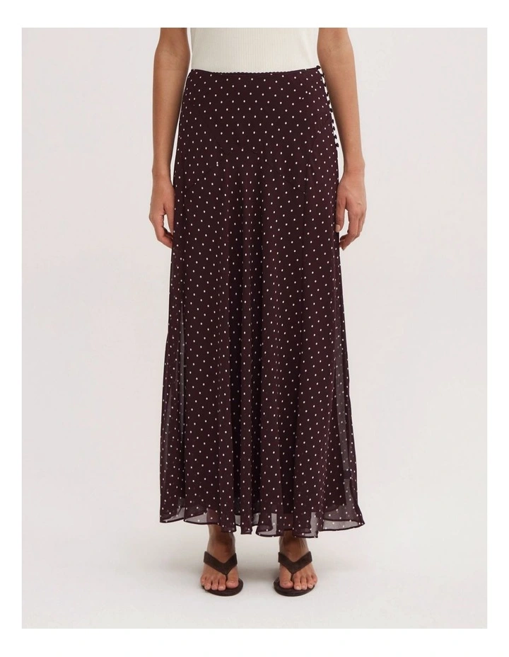 Basque Maxi Skirt in Plum Polka Dot image 2