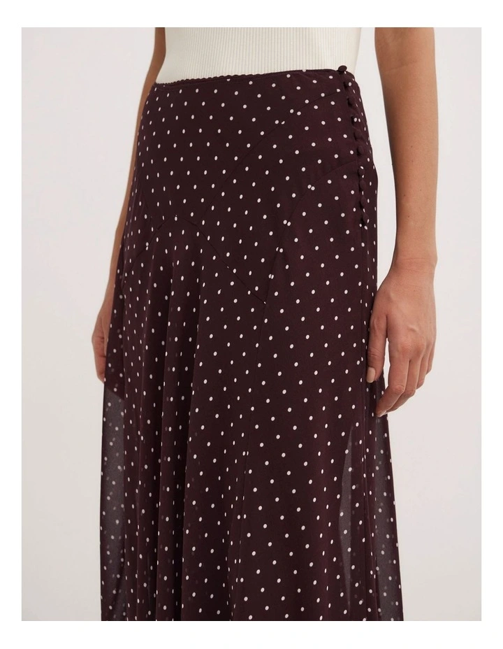 Basque Maxi Skirt in Plum Polka Dot image 3