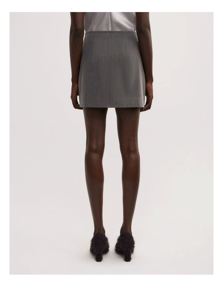 Pocket Mini Skirt in Grey Pinstripe image 5