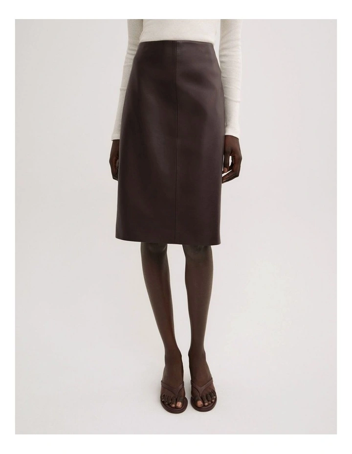 Split Back Midi Skirt in Bitter Chocolate image 2