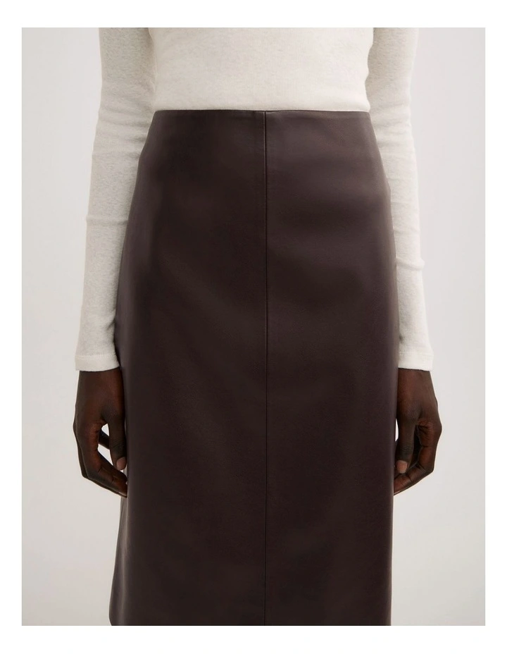 Split Back Midi Skirt in Bitter Chocolate image 3
