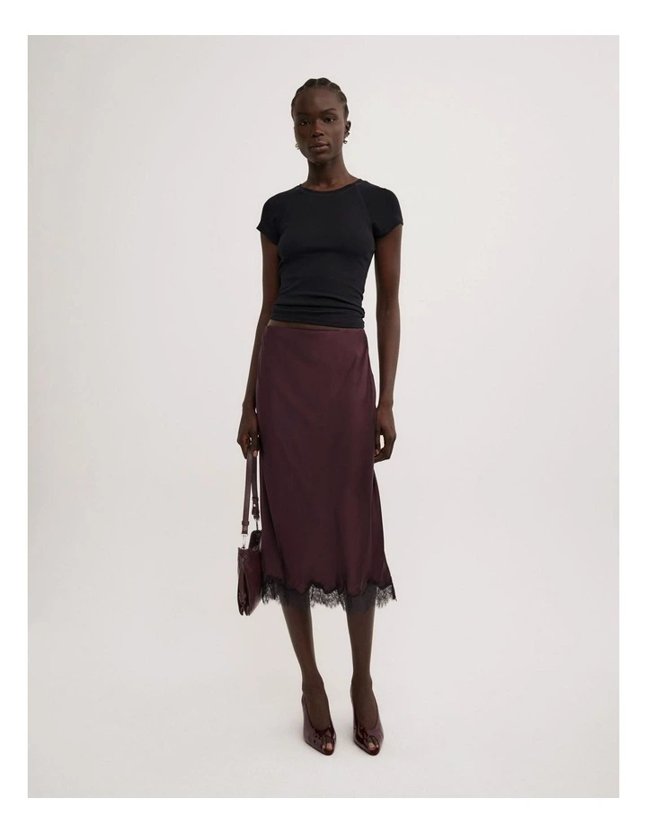 Lace Midi Skirt in Plum image 1