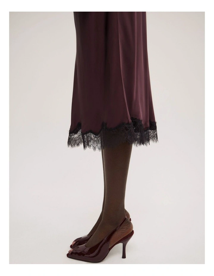 Lace Midi Skirt in Plum image 3