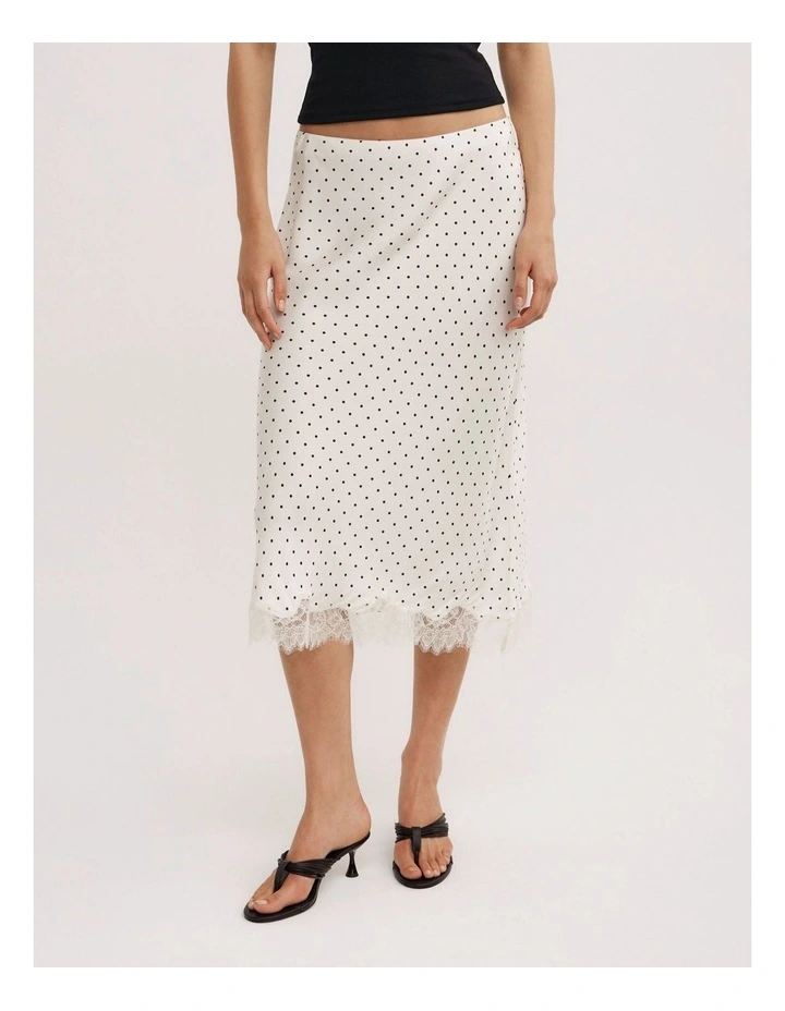 Lace Midi Skirt in Vanilla Polka Dot image 2