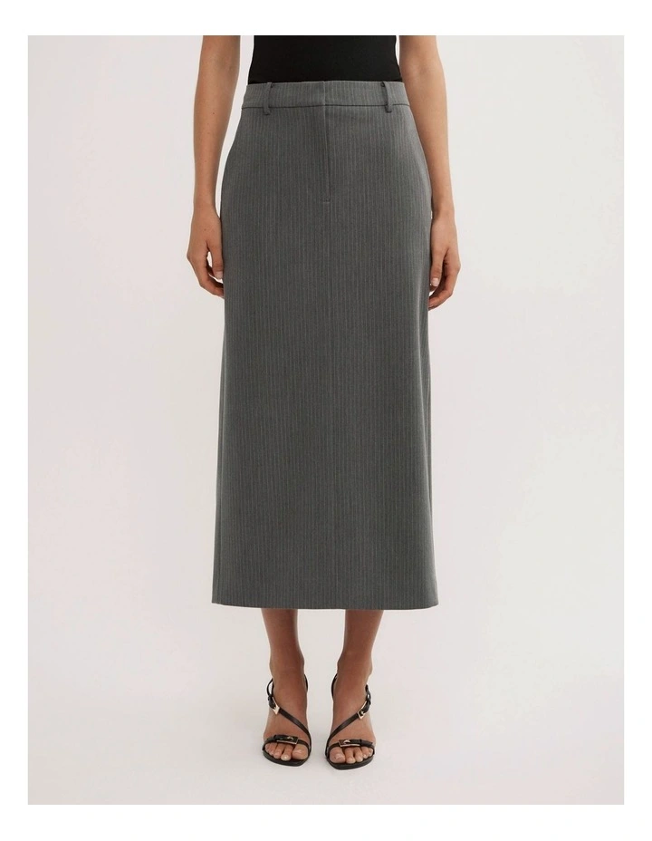 Pinstripe Midi Skirt in Grey Pinstripe image 2
