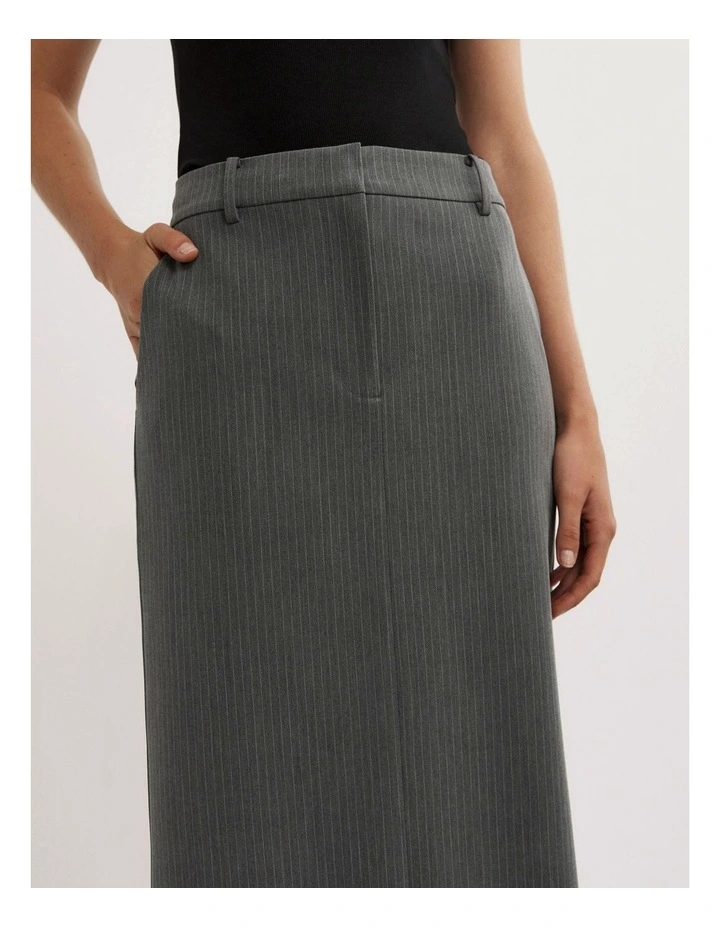 Pinstripe Midi Skirt in Grey Pinstripe image 3