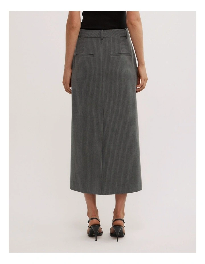 Pinstripe Midi Skirt in Grey Pinstripe image 4