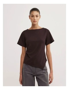 Tuck Wide Neck T-shirt in Espresso