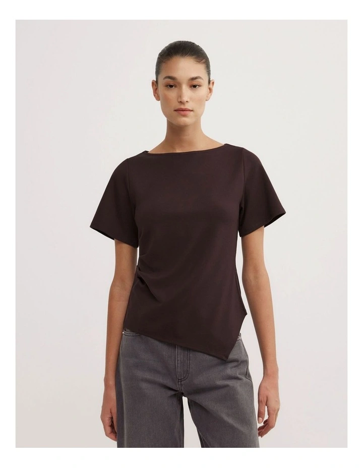 Tuck Wide Neck T-shirt in Espresso image 1