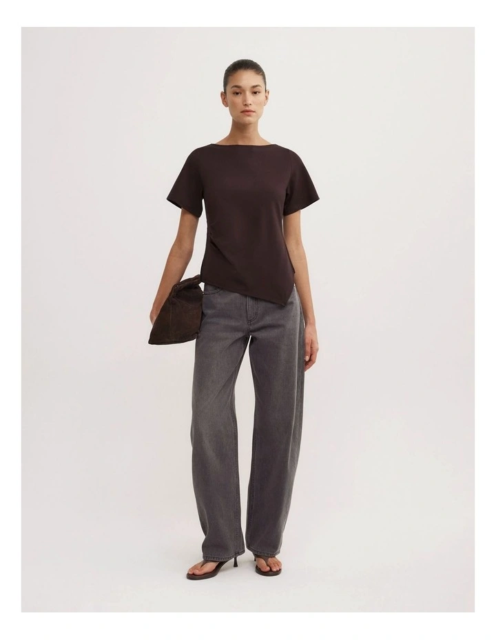 Tuck Wide Neck T-shirt in Espresso image 2