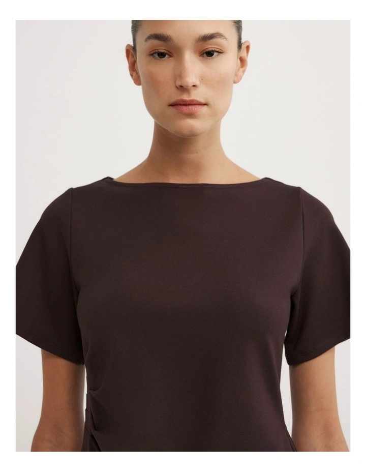 Tuck Wide Neck T-shirt in Espresso image 3