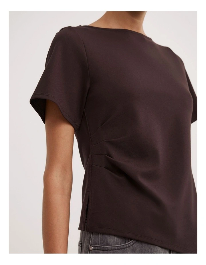 Tuck Wide Neck T-shirt in Espresso image 4