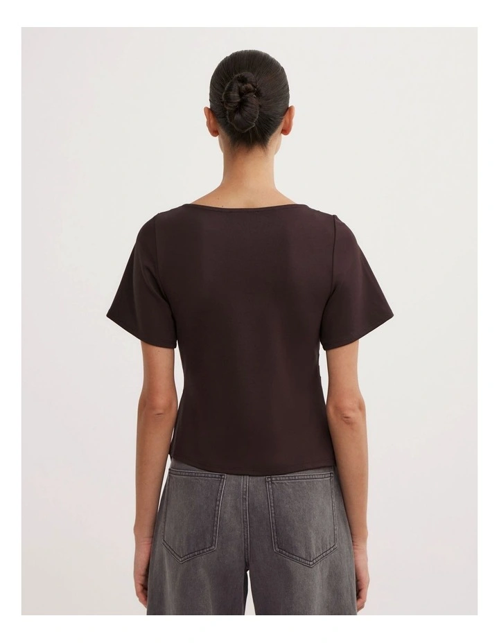 Tuck Wide Neck T-shirt in Espresso image 5