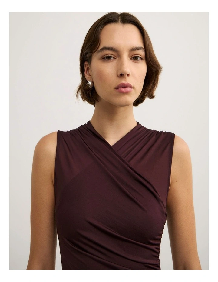 Wrapped Bodysuit in Burgundy image 3