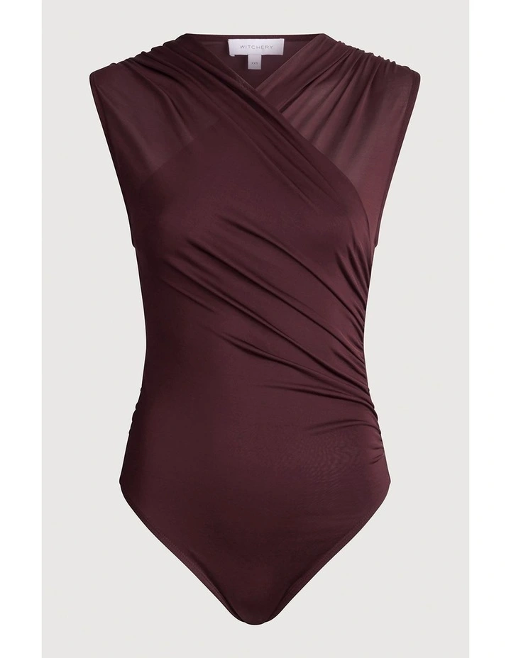 Wrapped Bodysuit in Burgundy image 7