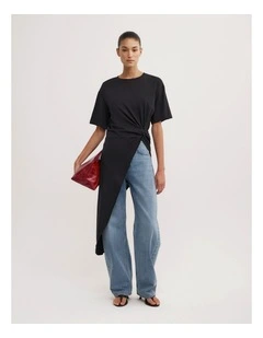 Asymmetric Tunic T-shirt in Black