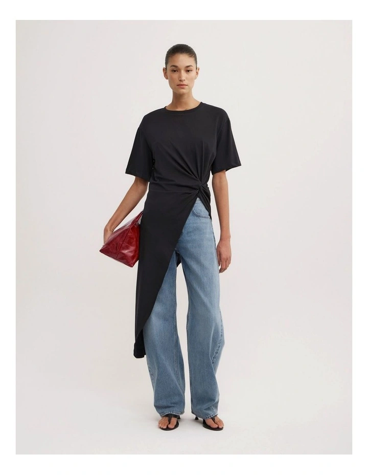 Asymmetric Tunic T-shirt in Black image 1