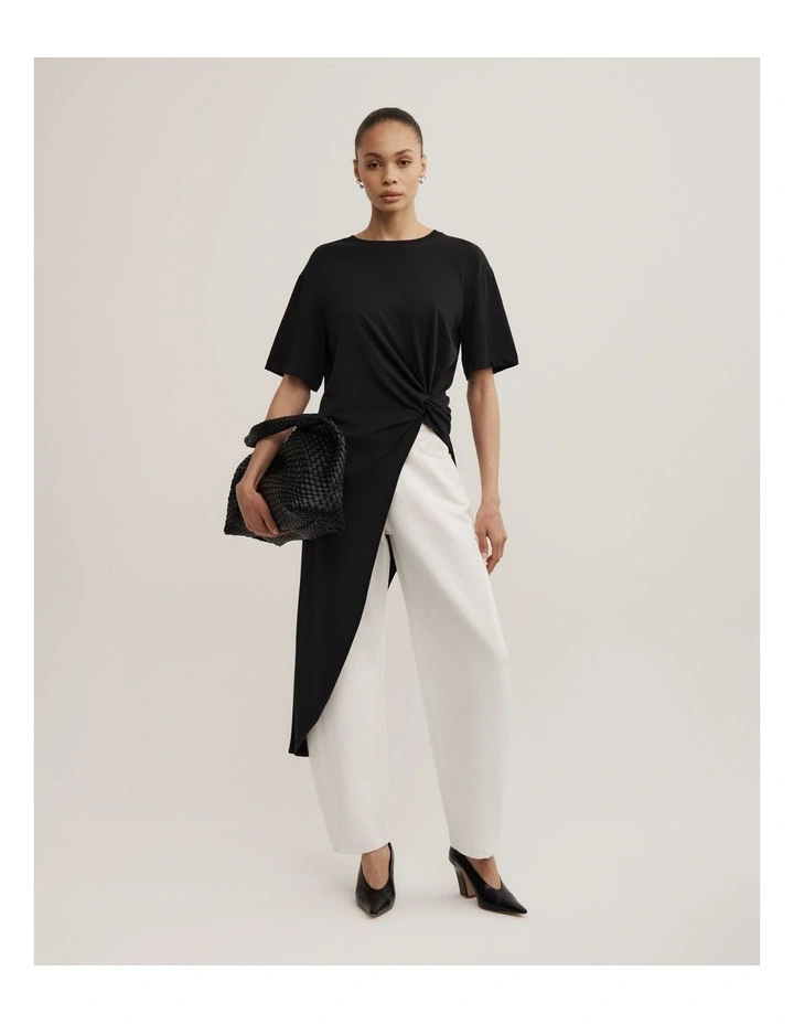 Asymmetric Tunic T-shirt in Black image 2