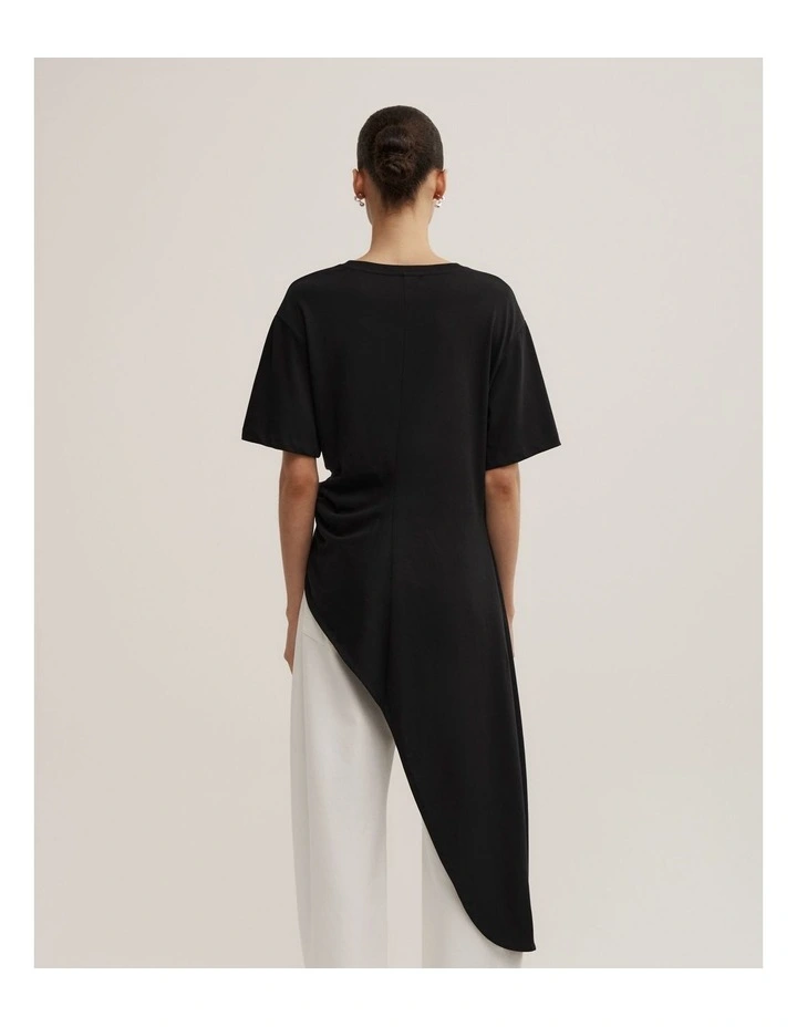 Asymmetric Tunic T-shirt in Black image 4