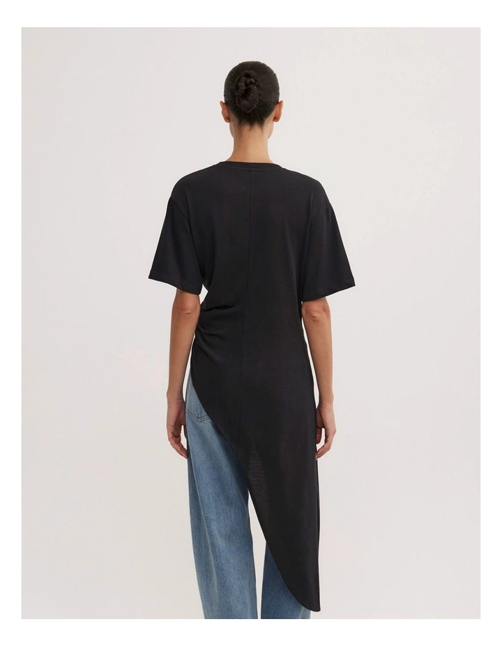 Asymmetric Tunic T-shirt in Black image 4