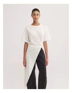 Asymmetric Tunic T-shirt in Fresh White