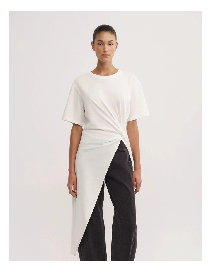 Asymmetric Tunic T-shirt in Fresh White image 1