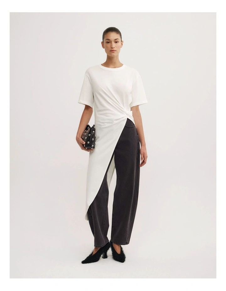 Asymmetric Tunic T-shirt in Fresh White image 2