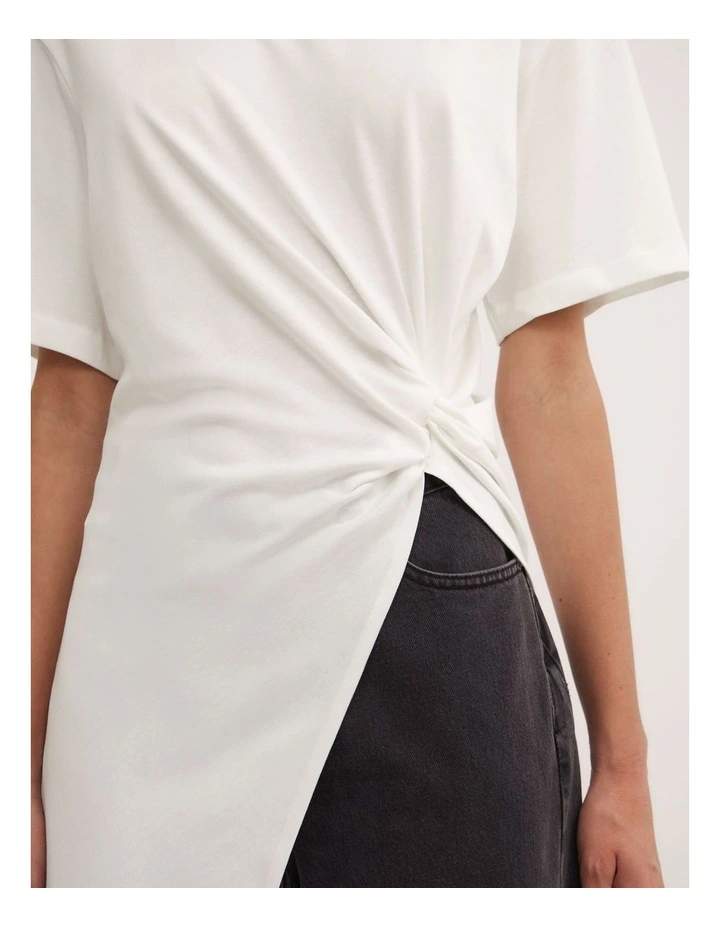 Asymmetric Tunic T-shirt in Fresh White image 3