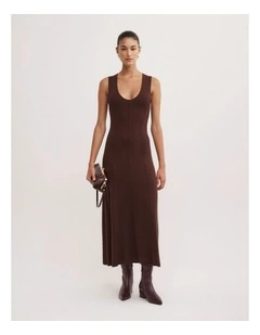 Scoop Knit Dress in Espresso