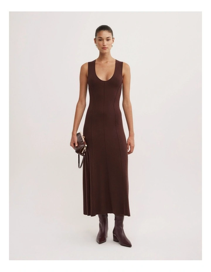 Scoop Knit Dress in Espresso image 1