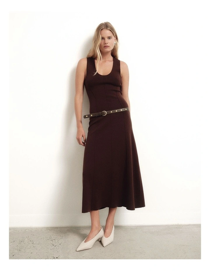 Scoop Knit Dress in Espresso image 2
