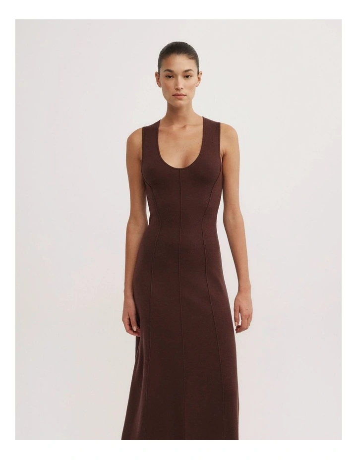Scoop Knit Dress in Espresso image 3