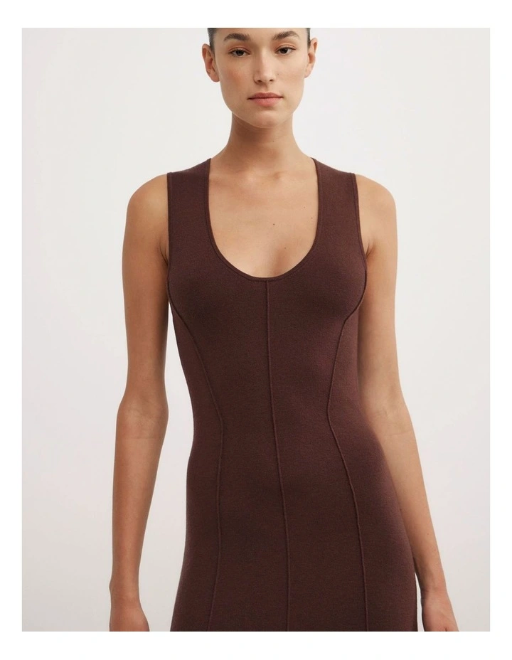 Scoop Knit Dress in Espresso image 4