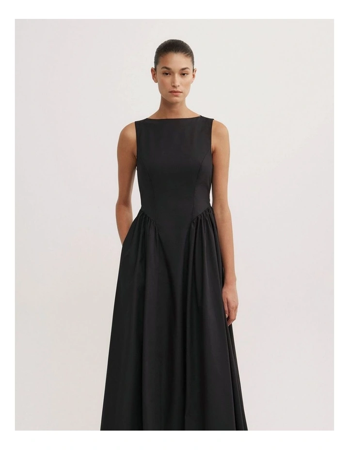 Basque Panel Dress in Black image 2