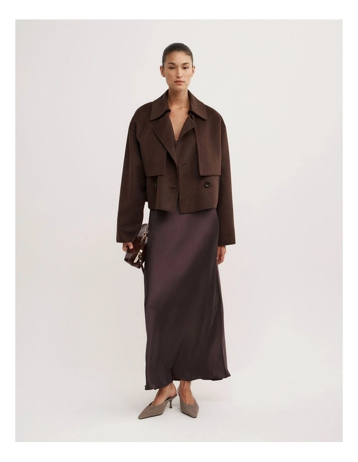 Lace Neck Slip Dress in Espresso image 3