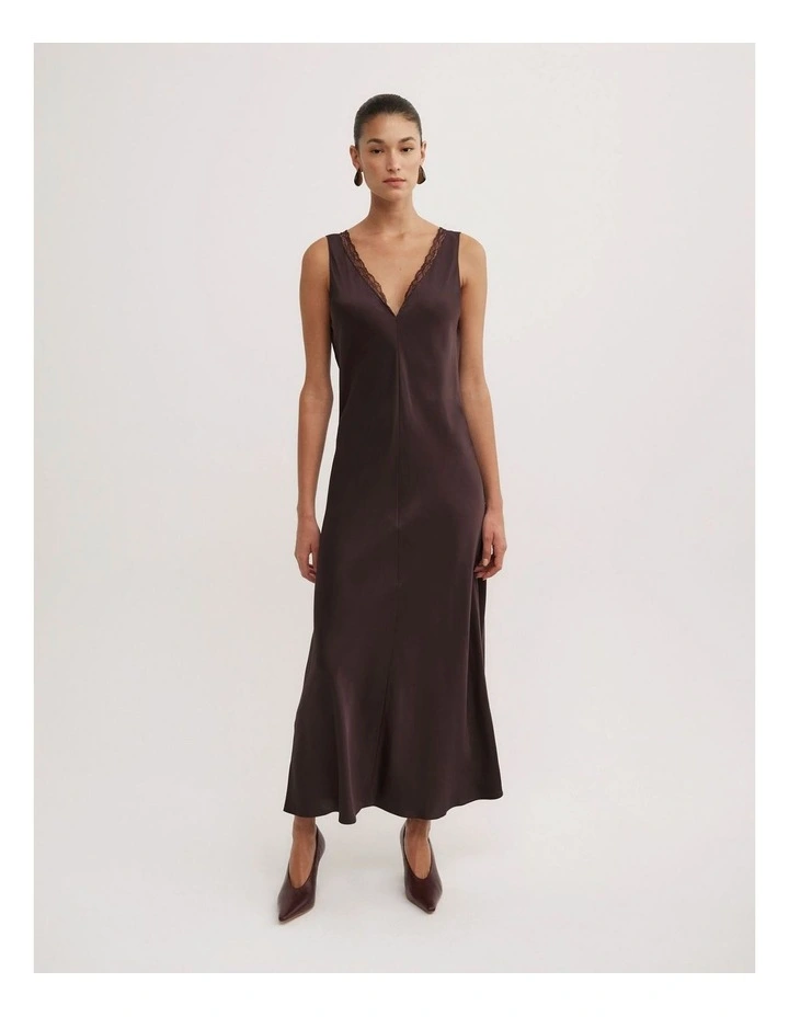 Trim Detail Dress in Espresso image 1