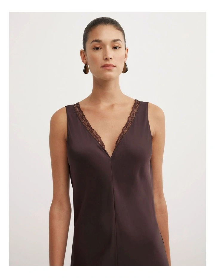 Trim Detail Dress in Espresso image 2