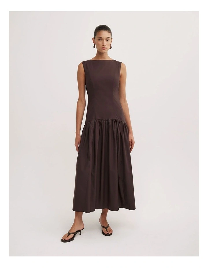 Basque Waist Dress in Espresso image 2