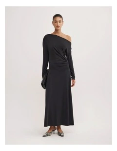 Long Sleeve Off Shoulder Dress in Black