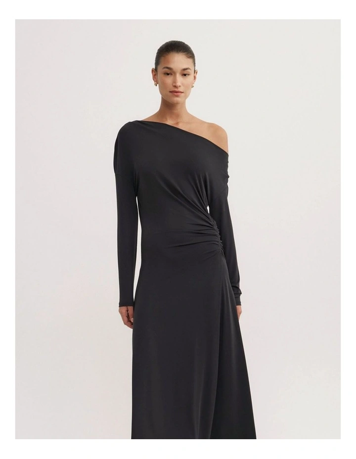 Long Sleeve Off Shoulder Dress in Black image 2