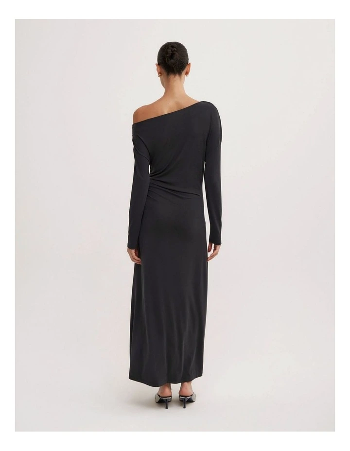 Long Sleeve Off Shoulder Dress in Black image 4