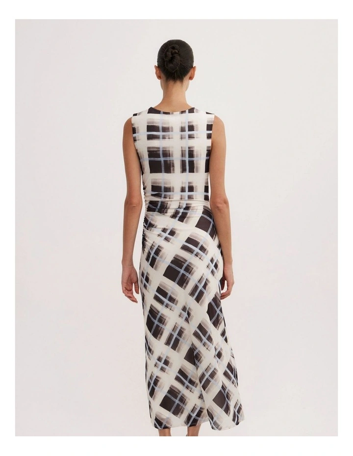 Ruched Cowl Mesh Dress in Multi image 4